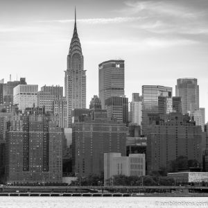 Midtown Manhattan and the East River at Sunset 1 (BW SQ)