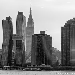 Midtown Manhattan and the East River at Sunset 8 (BW SQ)