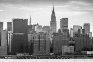 Midtown Manhattan and the East River at Sunset 1 (BW)