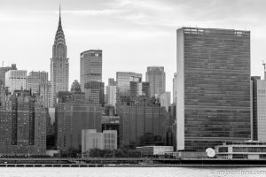 Midtown Manhattan and the East River at Sunset 3 (BW)