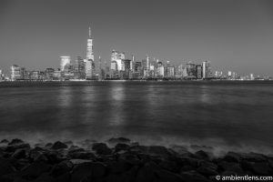 Lower Manhattan and the Hudson River at Night 8 (BW)