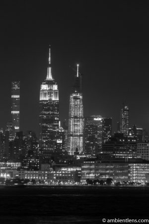 Midtown Manhattan and the Hudson River at Night 5 (BW)