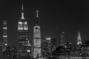 Midtown Manhattan and the Hudson River at Night 3 (BW)