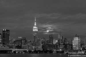 Moonrise over Manhattan, New York 5 (BW)