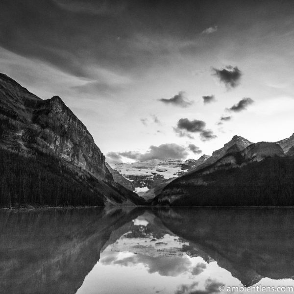 Sunset at Lake Louise, Banff, Alberta 1 (BW SQ)