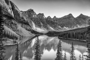 Moraine Lake at Sunset 3 (BW)